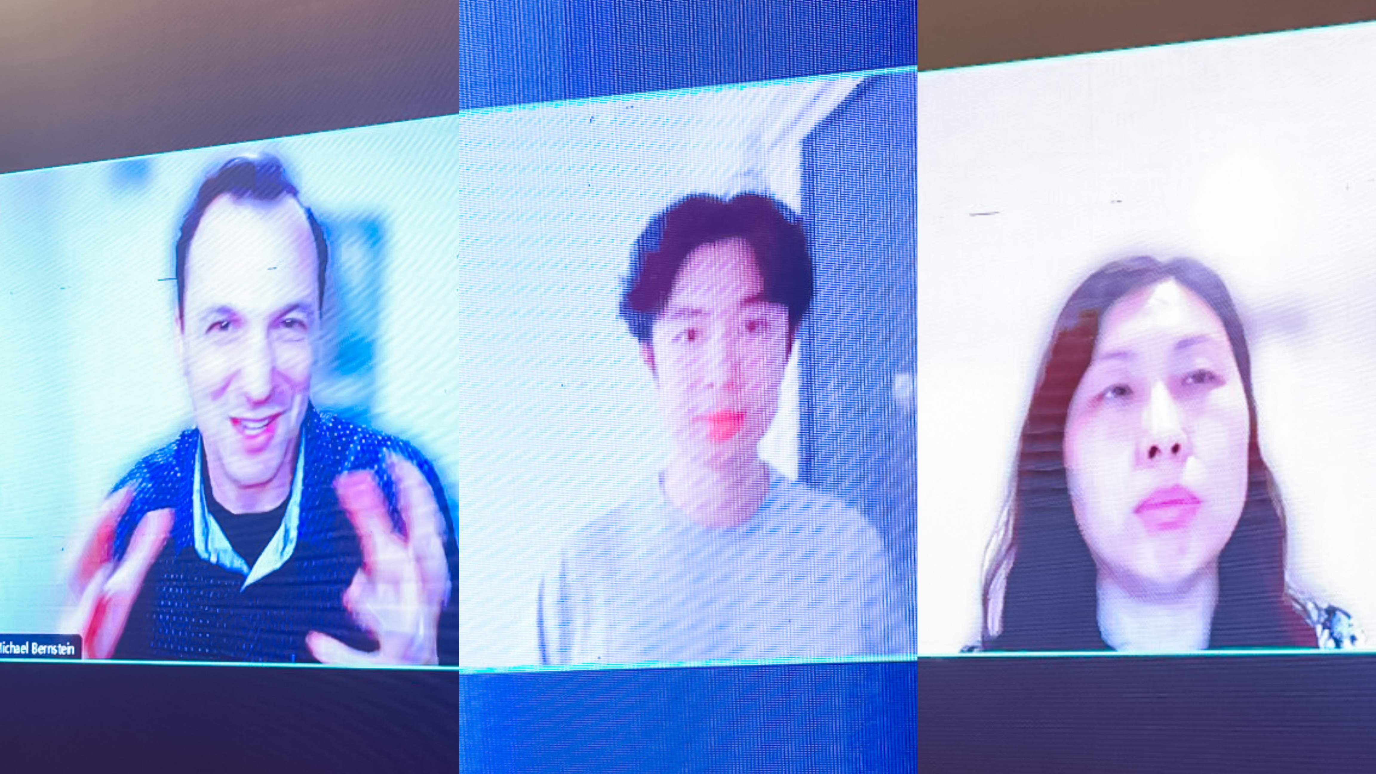 20230910-开云网计算机系与人工智能研究院基础模型研究中心联合举办首届基础大模型研讨会-嘉艺-Michael Bernstein(左)、Jason Wei(中)、Yan Liu(右)在线上作报告.jpg